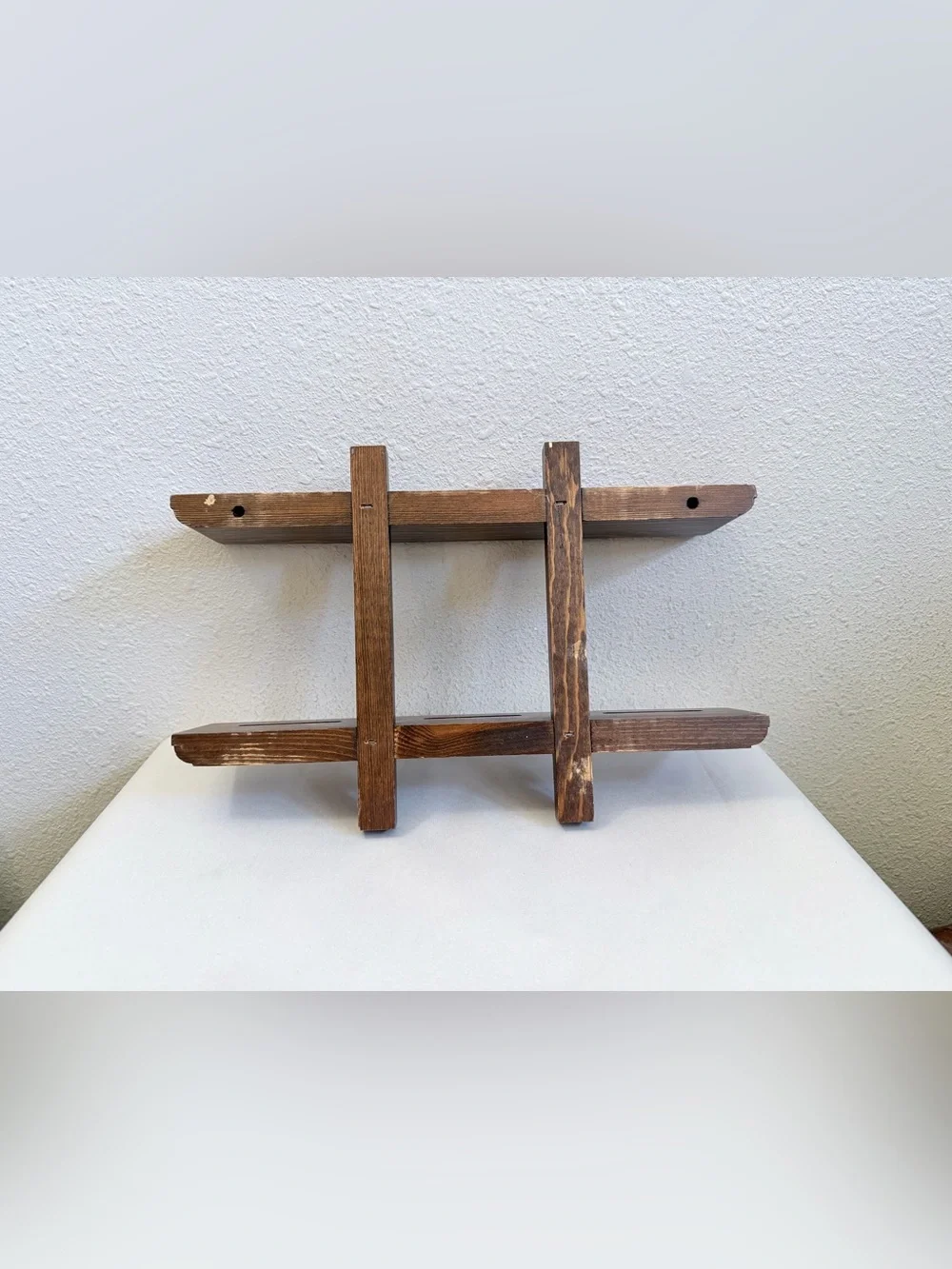 Vintage Handmade Wooden Wall Display Shelf Rack Rustic Farmhouse Decor 12.5